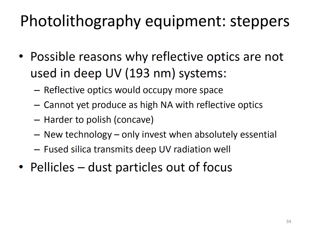 Photolithography equipment: steppers