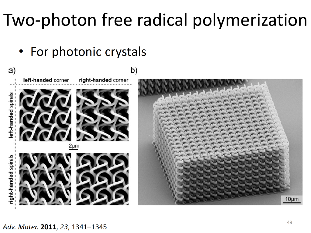 Two-photon free radical polymerization