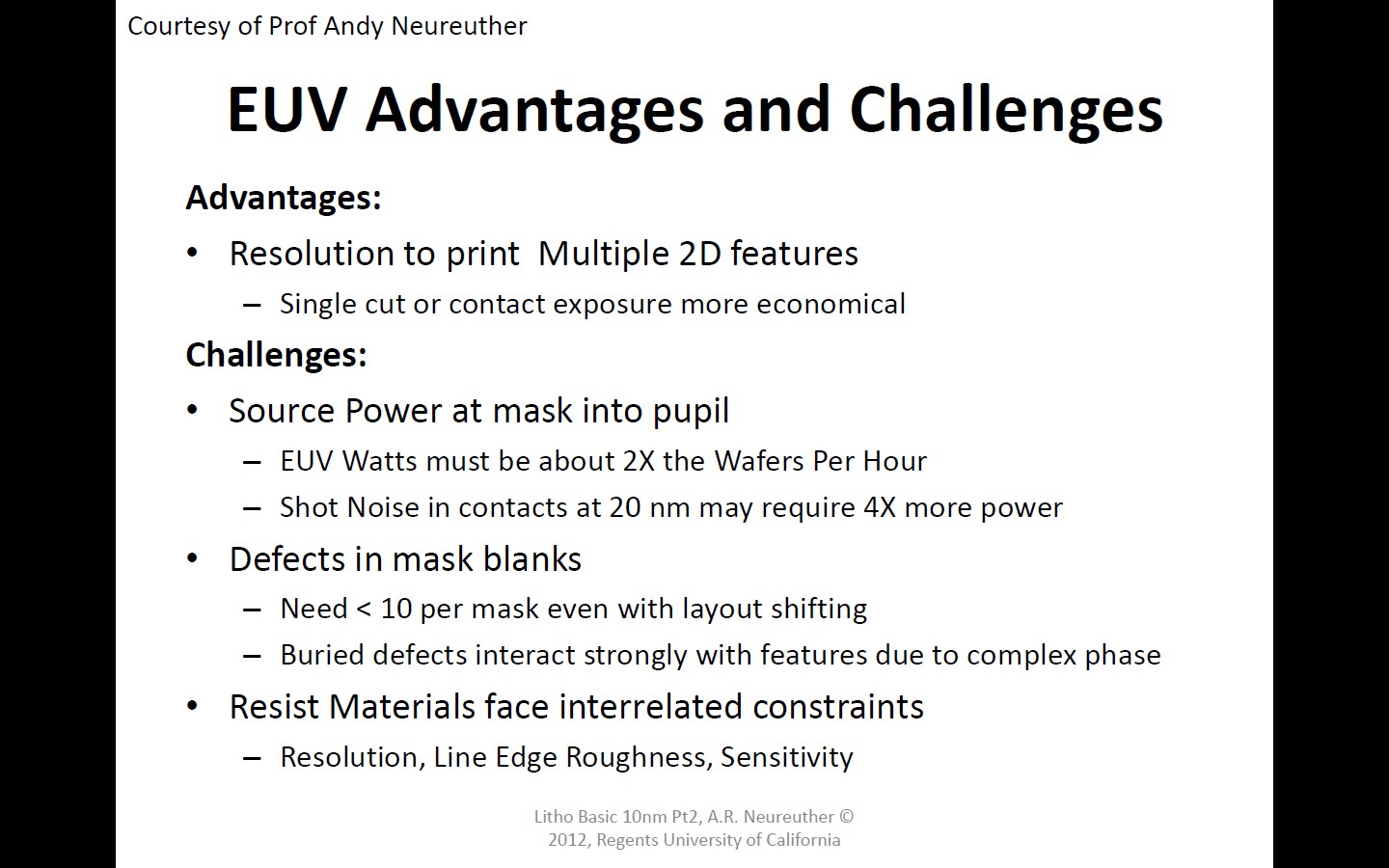 EUV Advantages and Challenges