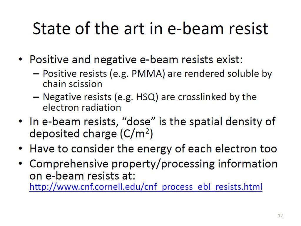 State of the art in e-beam resist