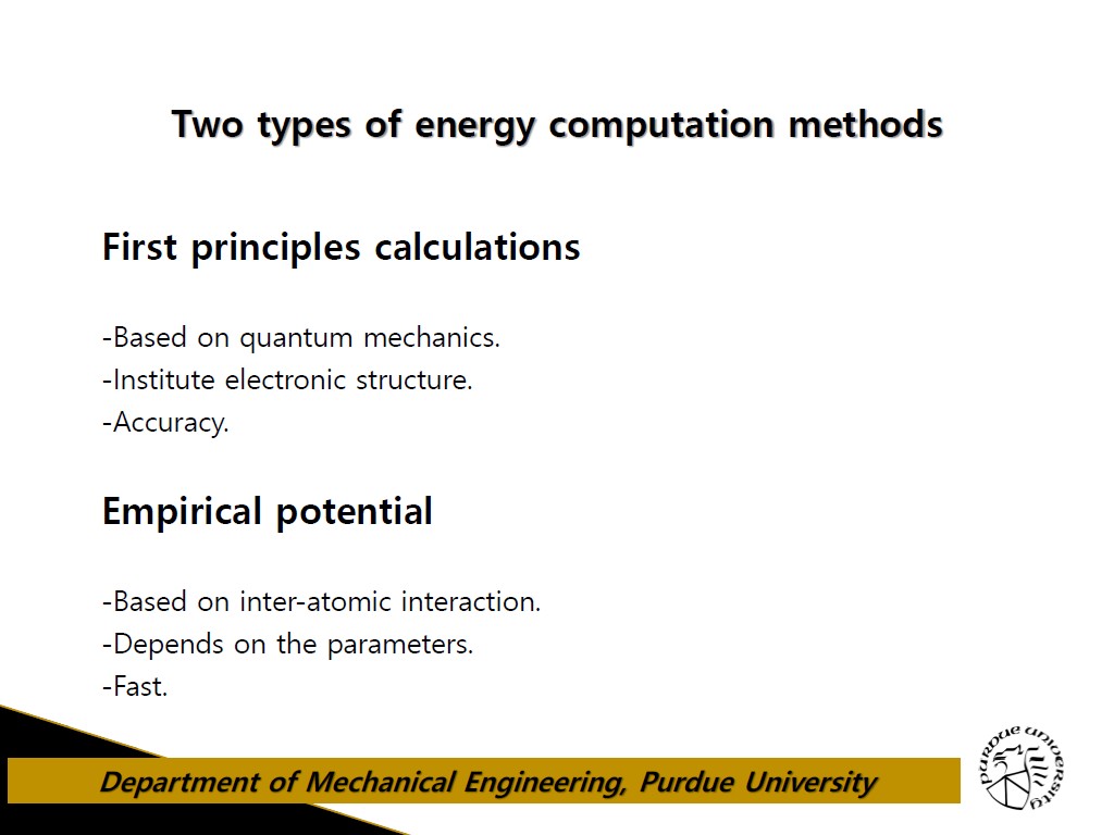 Two types of energy computation methods