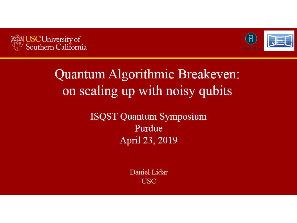 Quantum Algorithmic Breakeven: on scaling up with noisy qubits