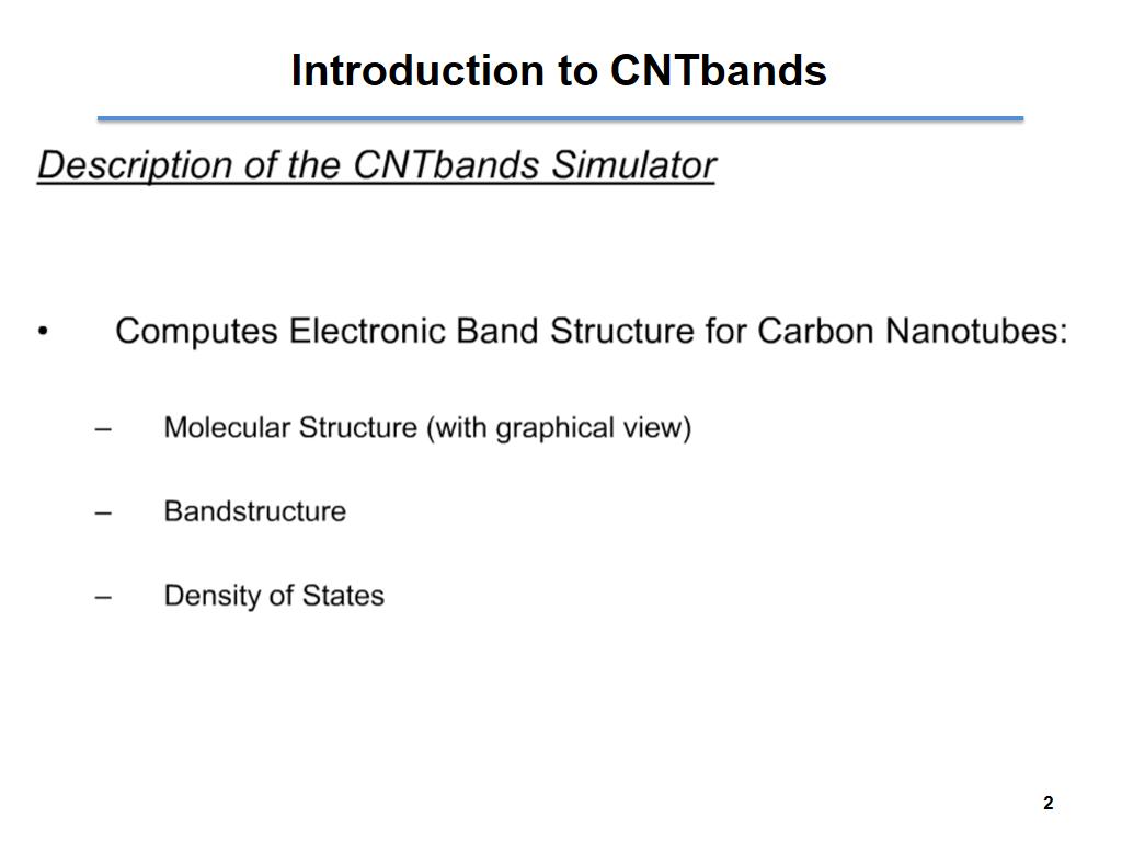 Introduction to CNTbands
