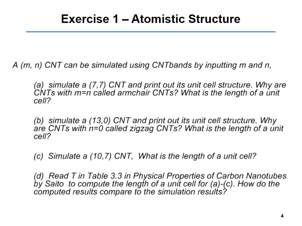 Exercise 1 – Atomistic Structure