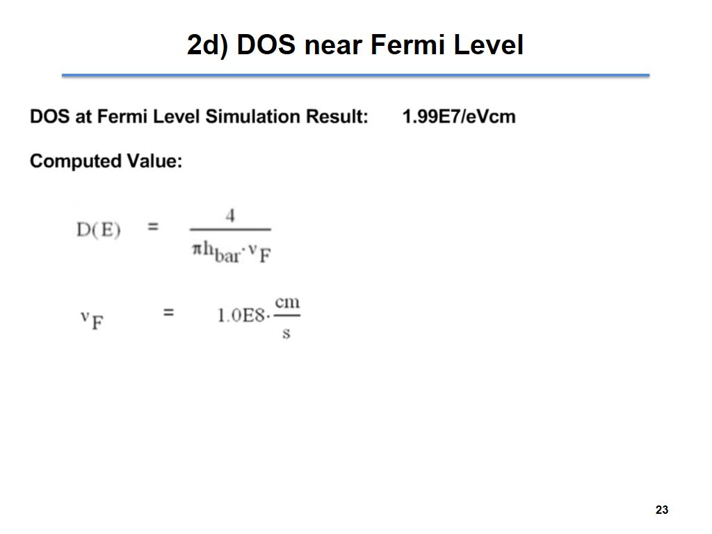 2d) DOS near Fermi Level