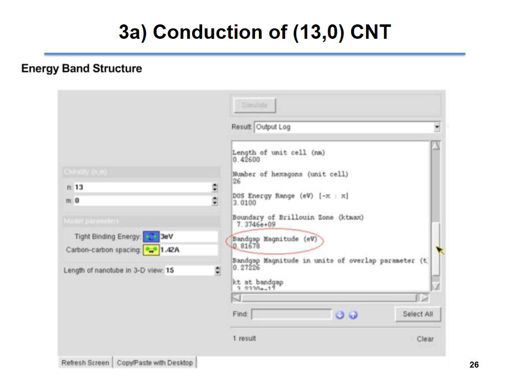 3a) Conduction of (13,0) CNT
