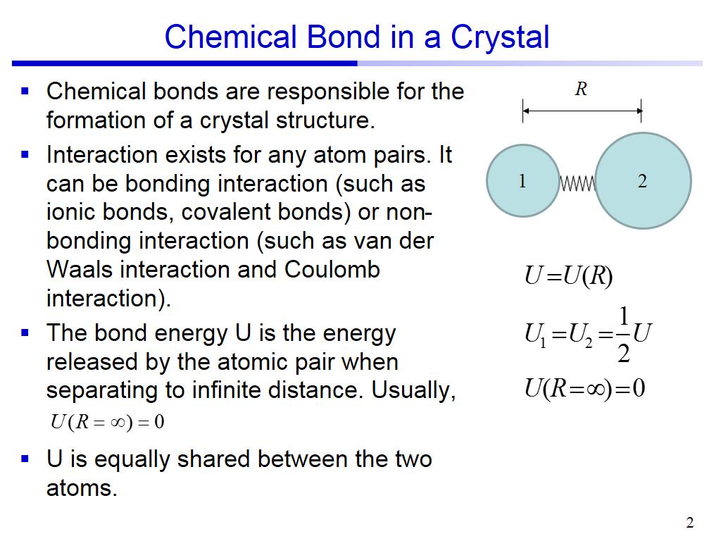 Chemical Bond in a Crystal
