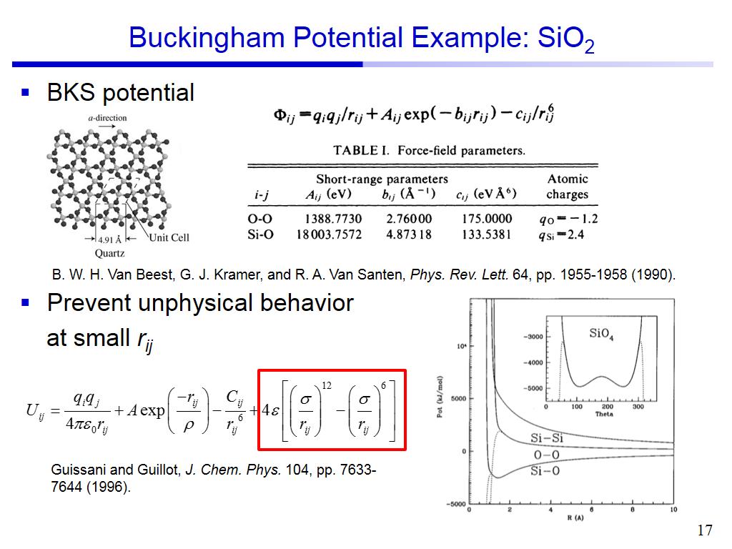 Buckingham Potential Example: SiO2