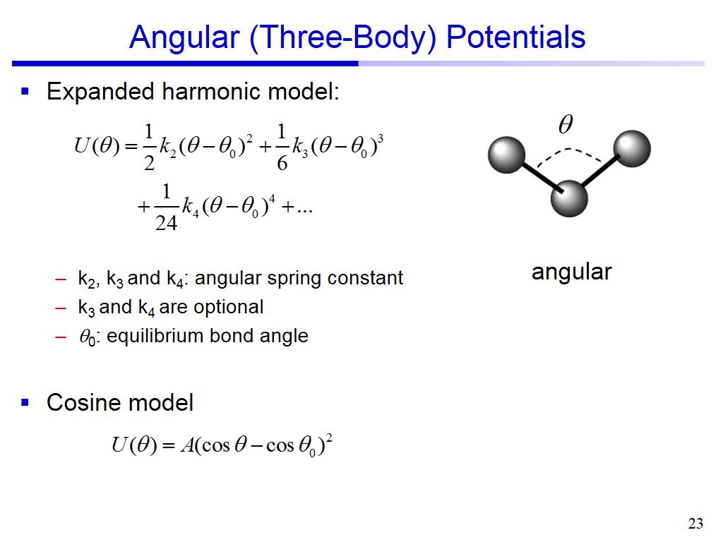 Angular (Three-Body) Potentials