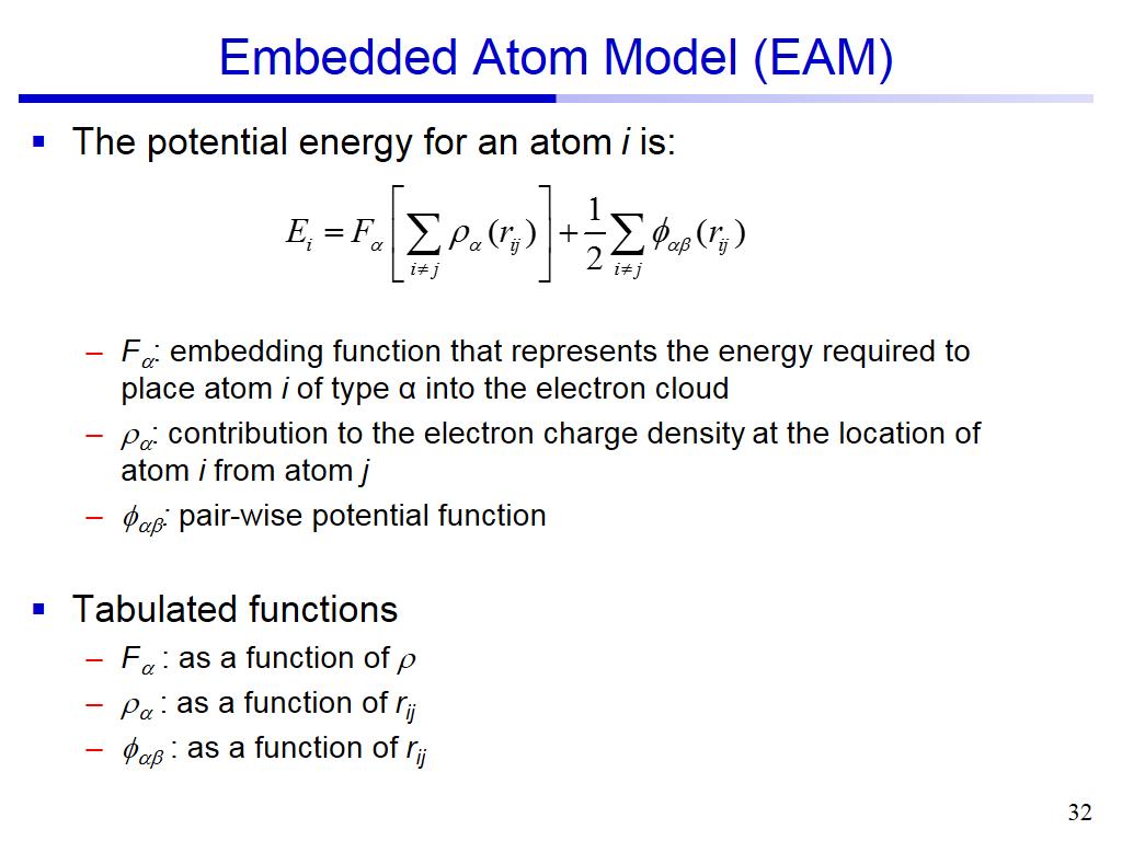 Embedded Atom Model (EAM)
