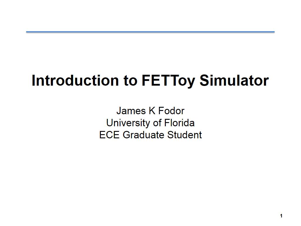 Introduction to FETToy Simulator