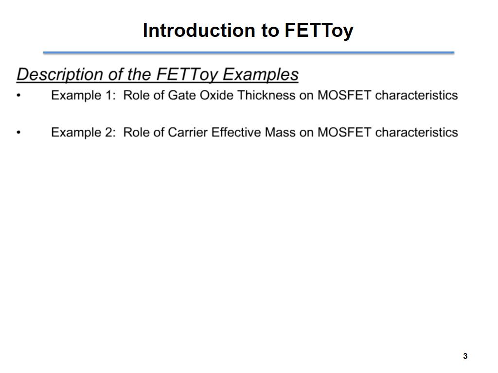 Introduction to FETToy