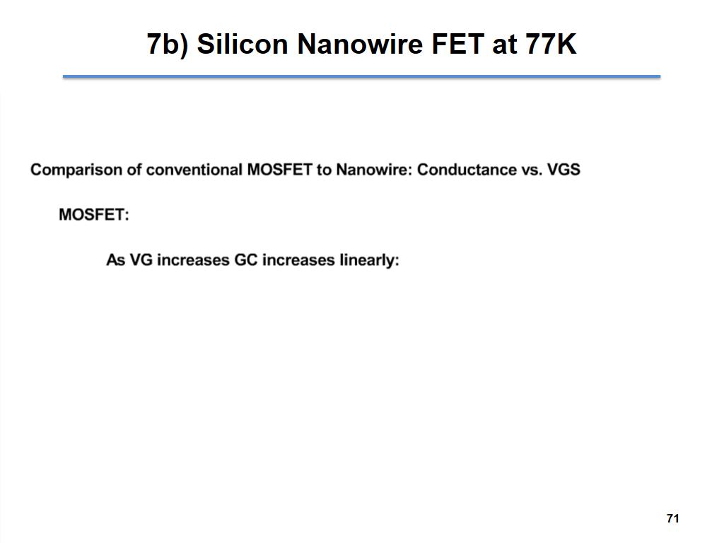 7b) Silicon Nanowire FET at 77K