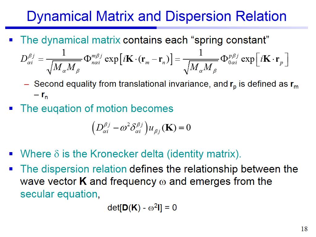 Dynamical Matrix and Dispersion Relation