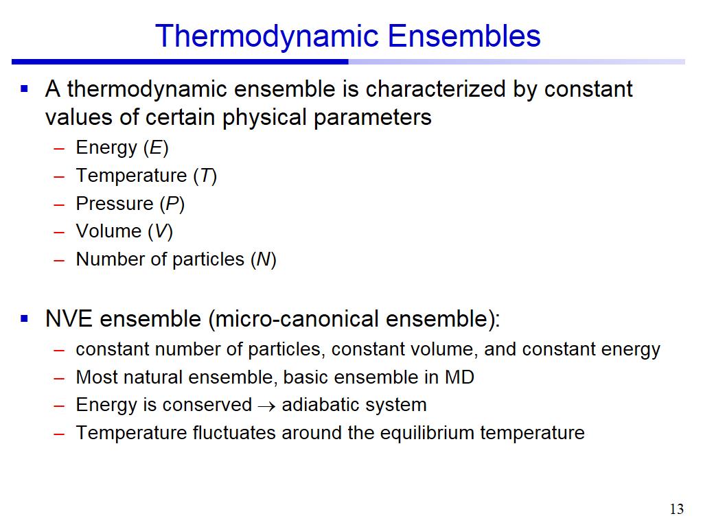 Thermodynamic Ensembles