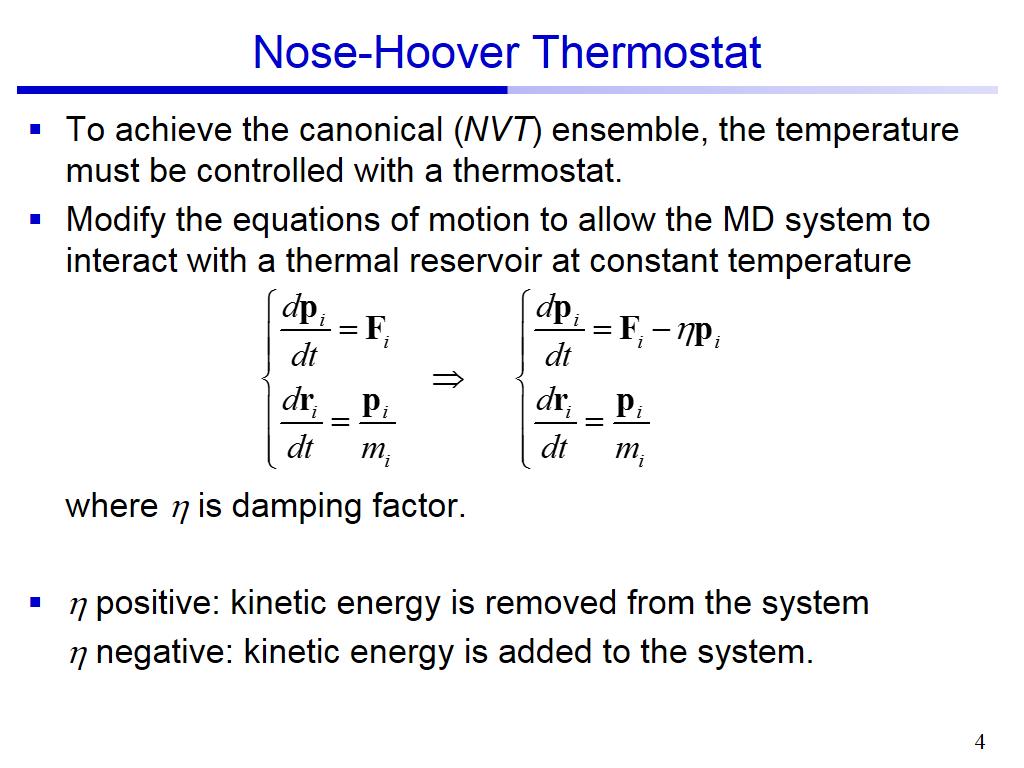 Nose-Hoover Thermostat