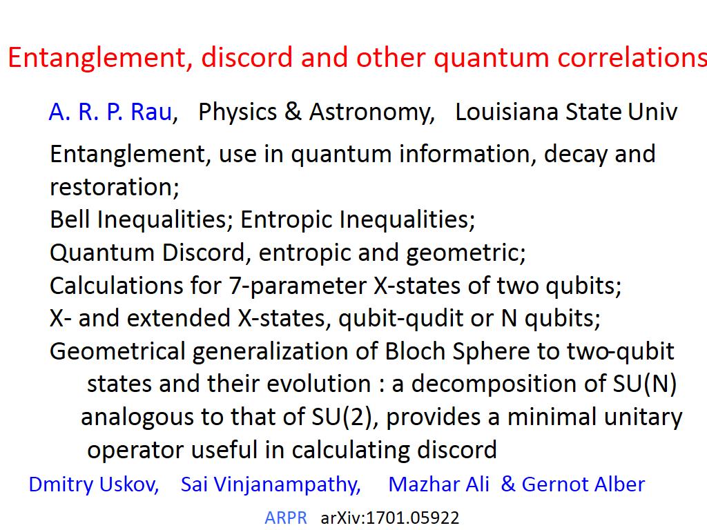 Entanglement, discord and other quantum correlations