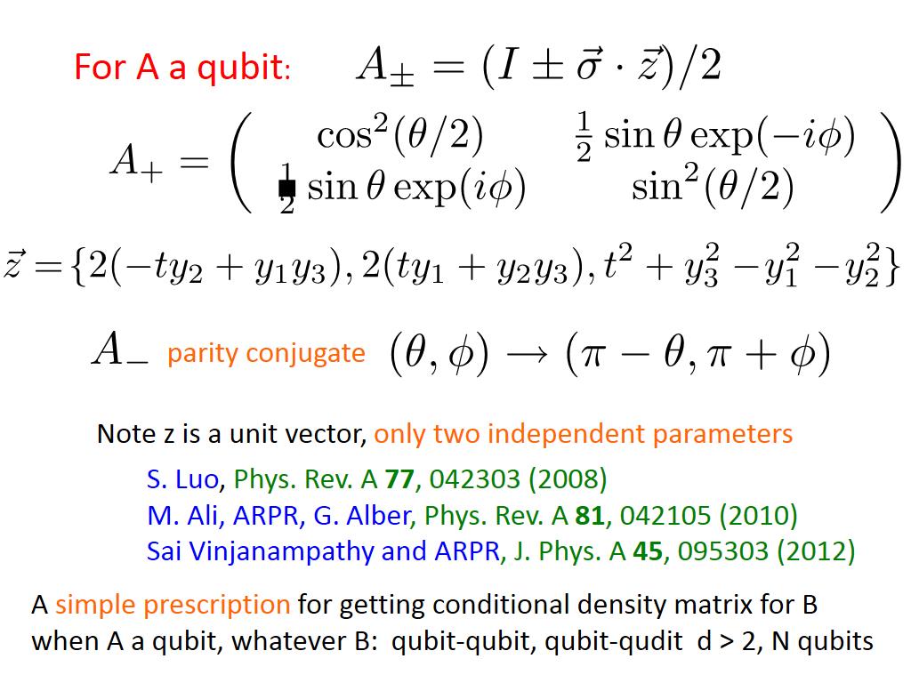 For A a qubit: