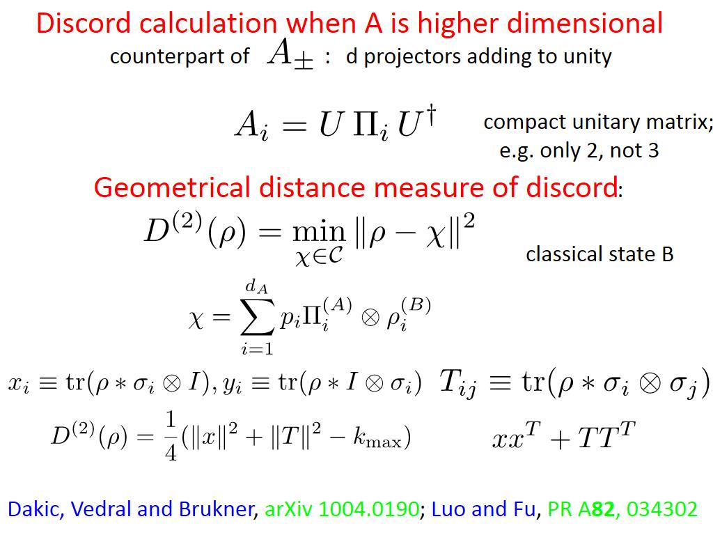 Discord calculation when A is higher dimensional