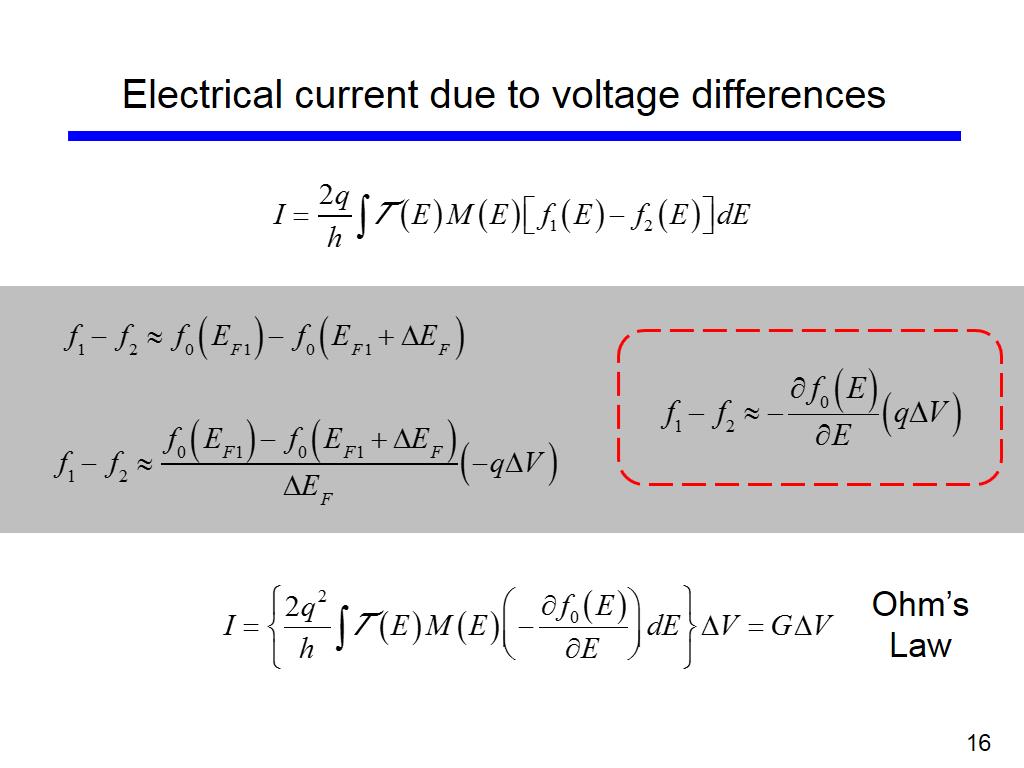Electrical current due to voltage differences