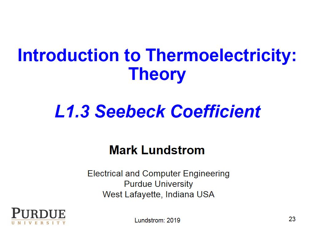 L1.3 Seebeck Coefficient