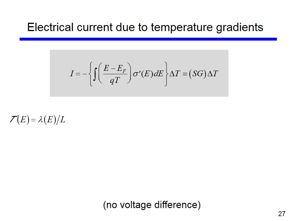 Electrical current due to temperature gradients
