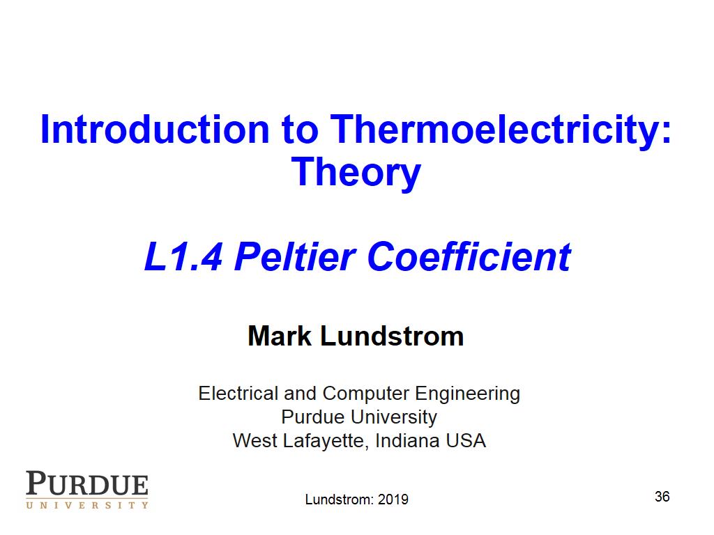 L1.4 Peltier Coefficient