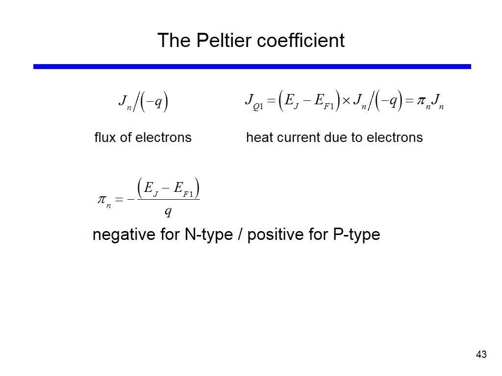 The Peltier coefficient