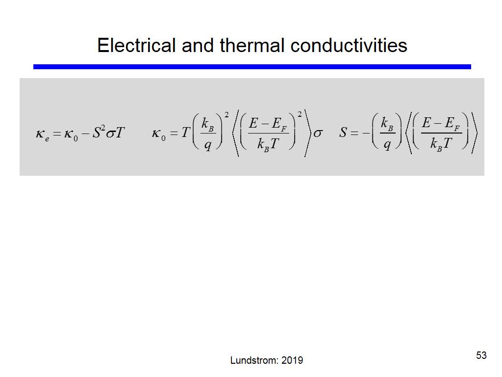 Electrical and thermal conductivities