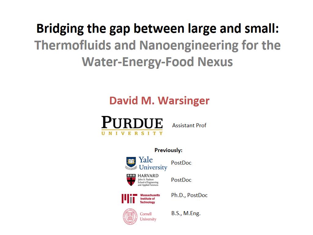 Thermofluids and Nanoengineering for the Water-Energy-Food Nexus
