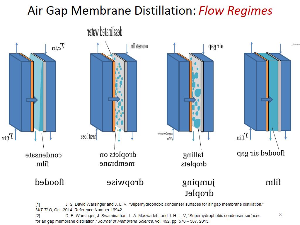 Air Gap Membrane Distillation: Flow Regimes
