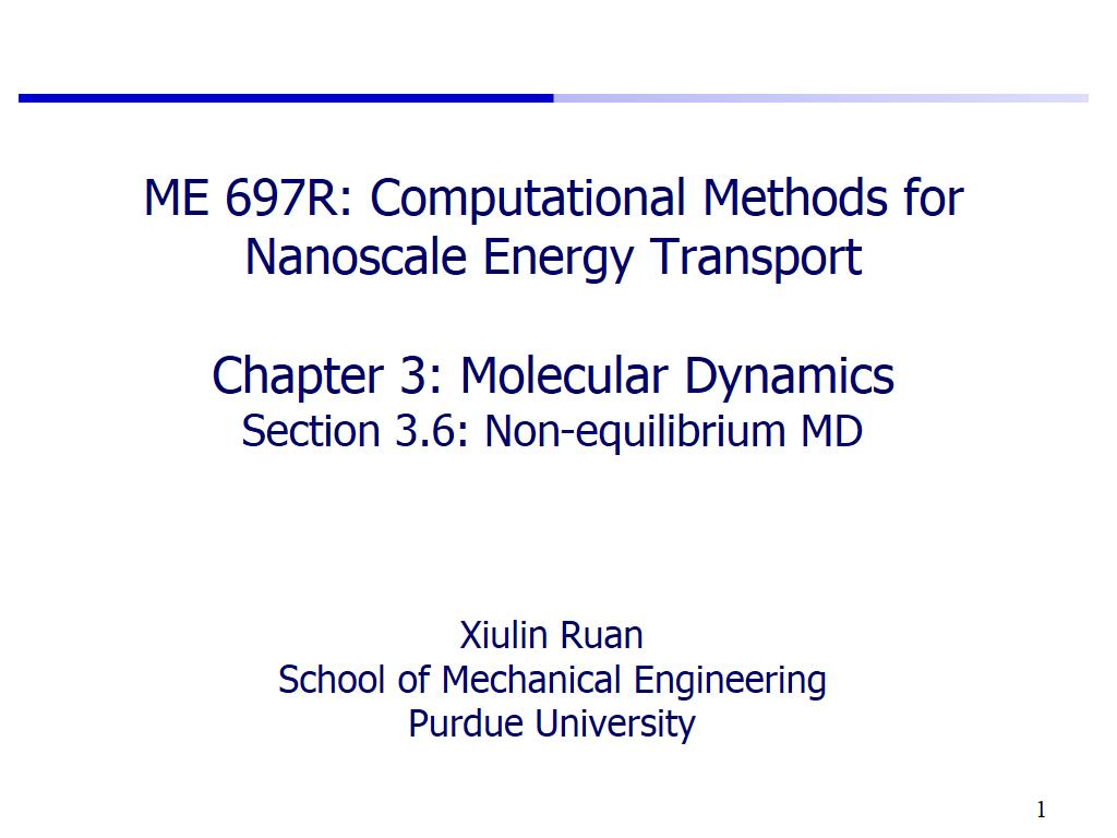 Lecture 3.6: Non-equilibrium MD