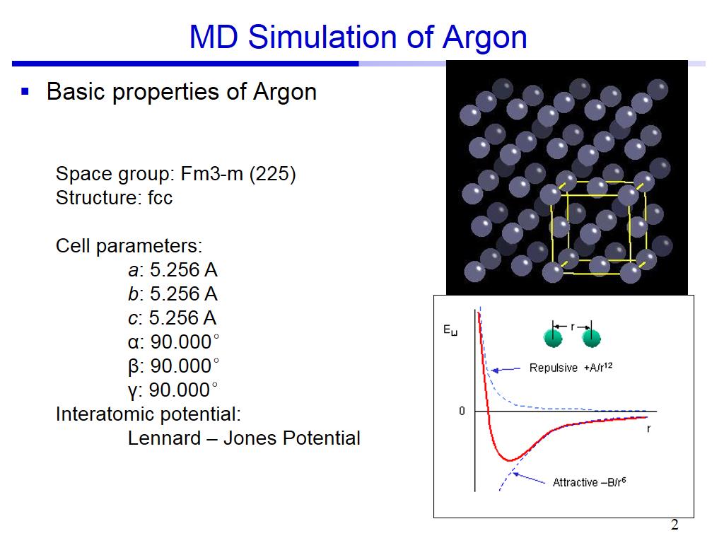 MD Simulation of Argon