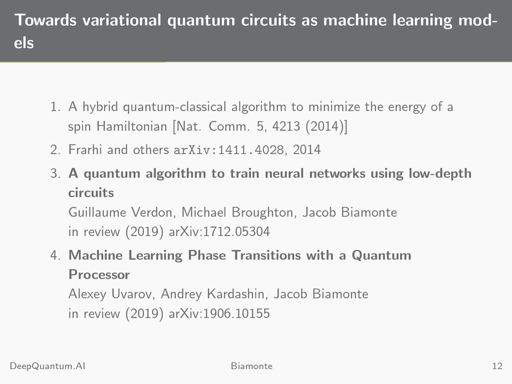 Towards variational quantum circuits as machine learning models