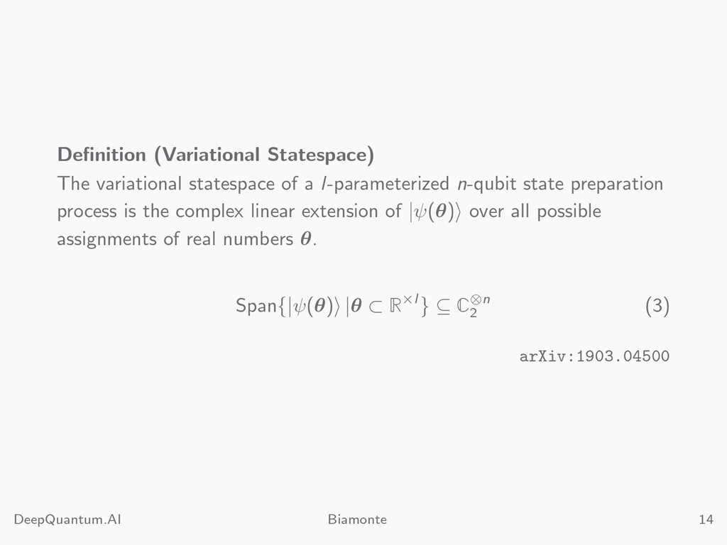 Deﬁnition (Variational Statespace)