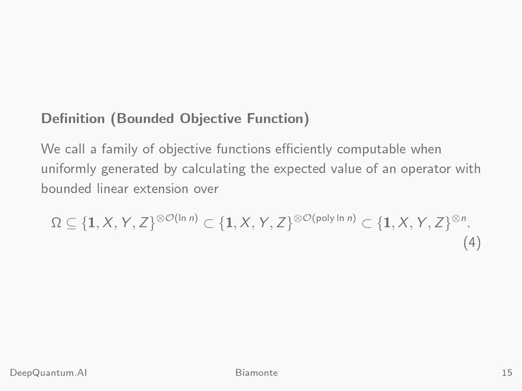 Deﬁnition (Bounded Objective Function)