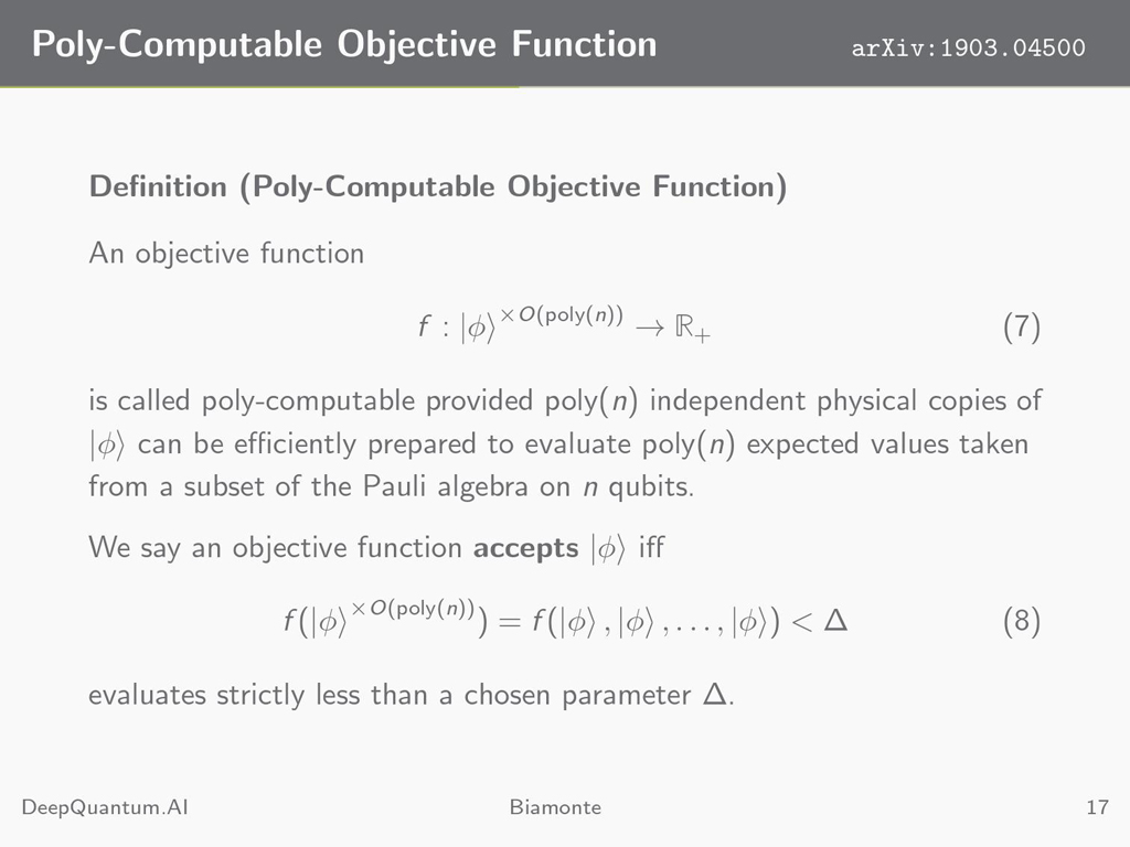 Poly-Computable Objective Function