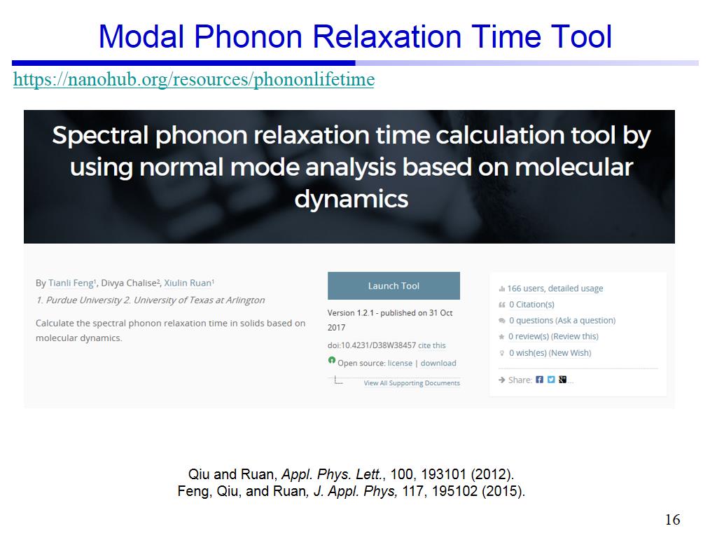 Modal Phonon Relaxation Time Tool
