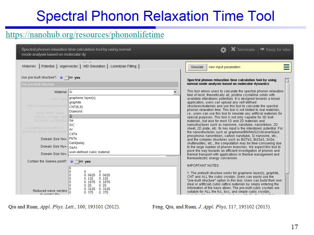 Spectral Phonon Relaxation Time Tool