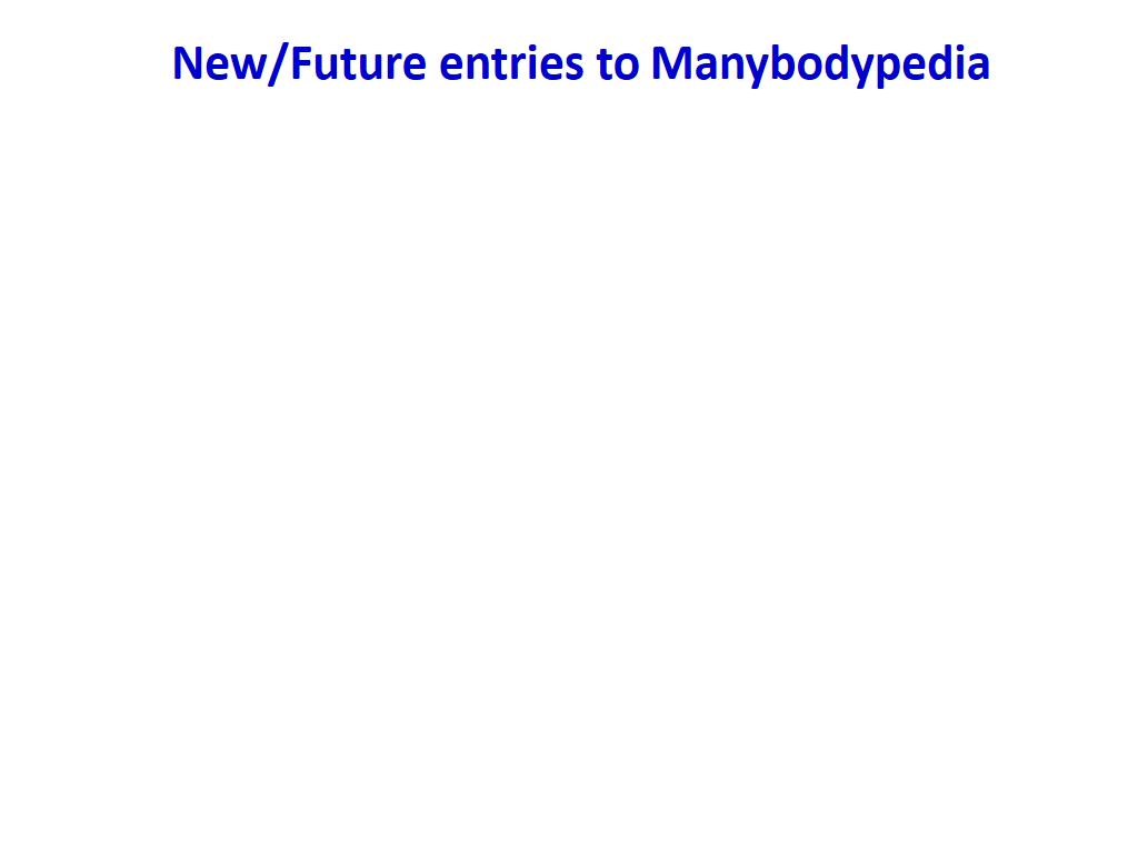 New/Future entries to Manybodypedia
