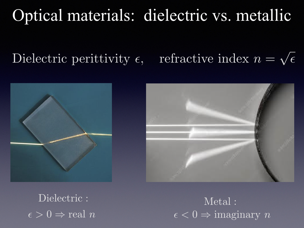 Optical materials: dielectric vs. metallic