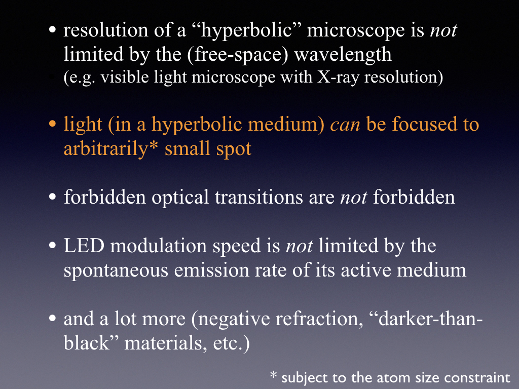 • light (in a hyperbolic medium)