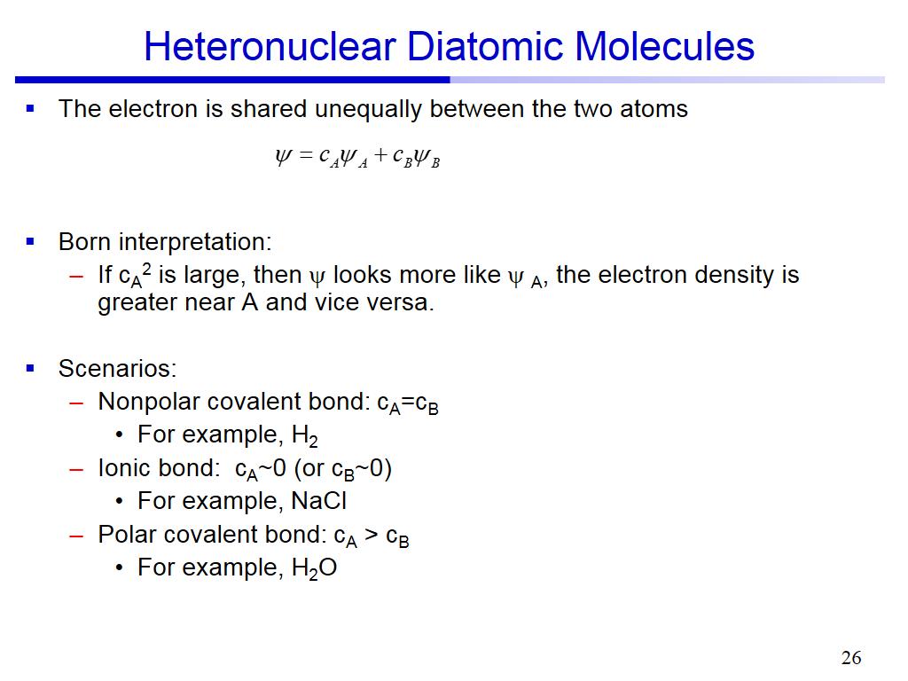 Heteronuclear Diatomic Molecules