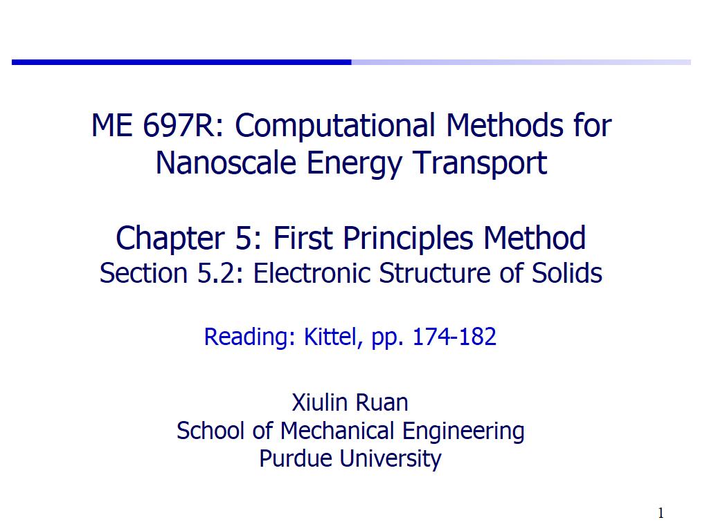 Lecture 5.2: Electronic Structure of Solids