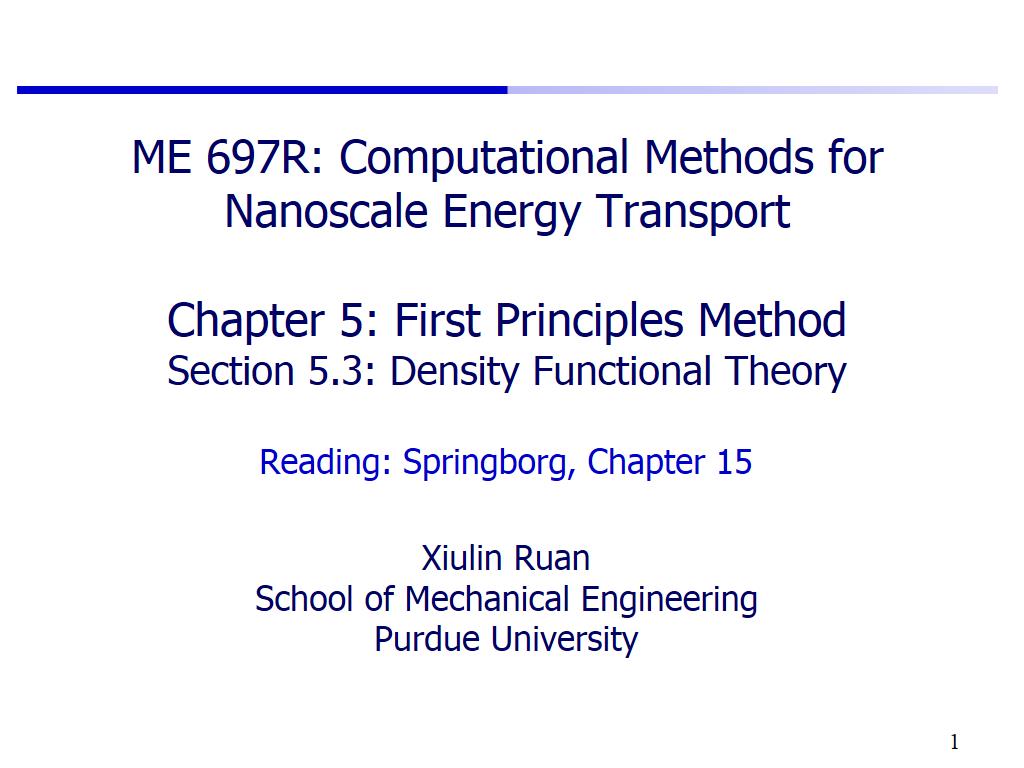 Lecture 5.3: Density Functional Theory I