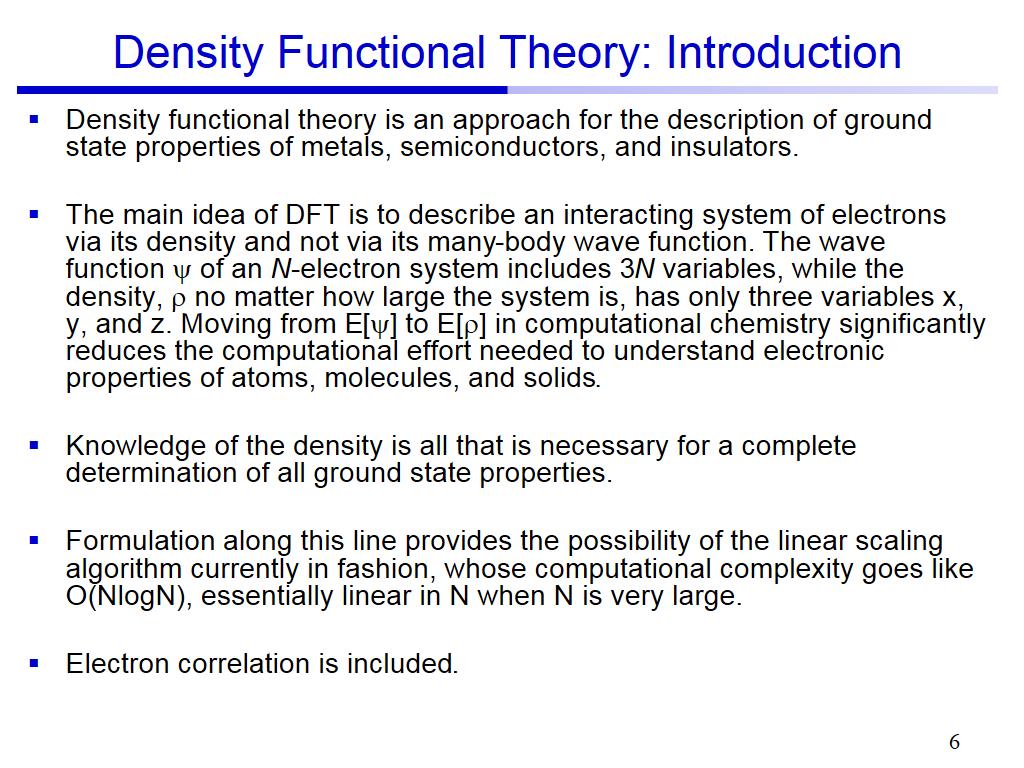 Density Functional Theory: Introduction