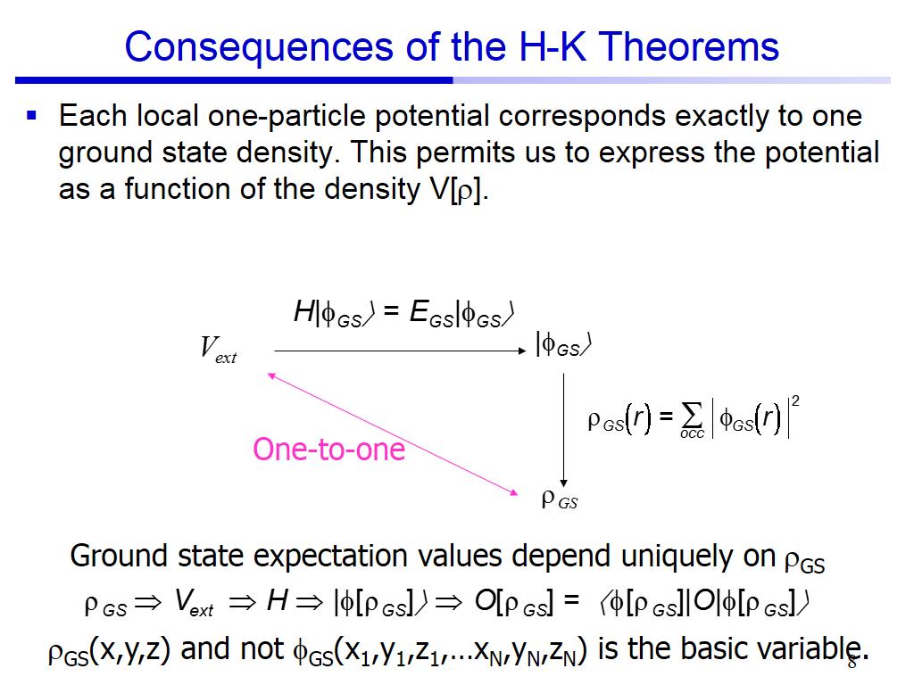 Consequences of the H-K Theorems