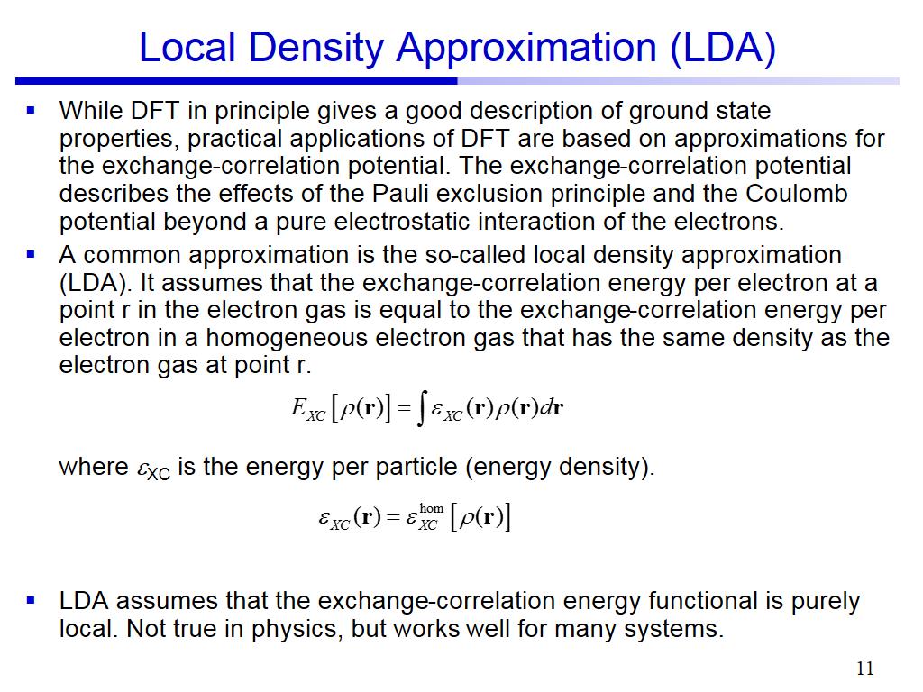 Local Density Approximation (LDA)