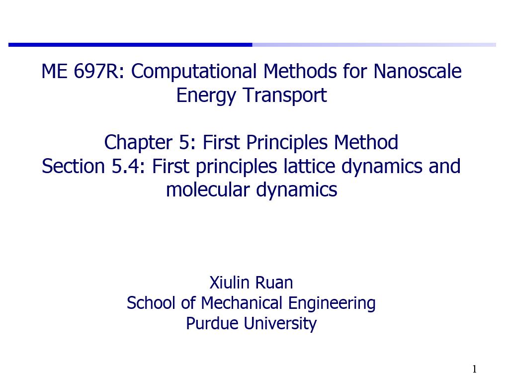 Lecture 5.4: First principles lattice dynamics and molecular dynamics