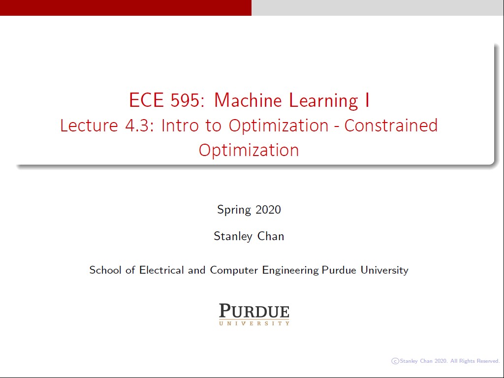 Lecture 4.3: Intro to Optimization - Constrained